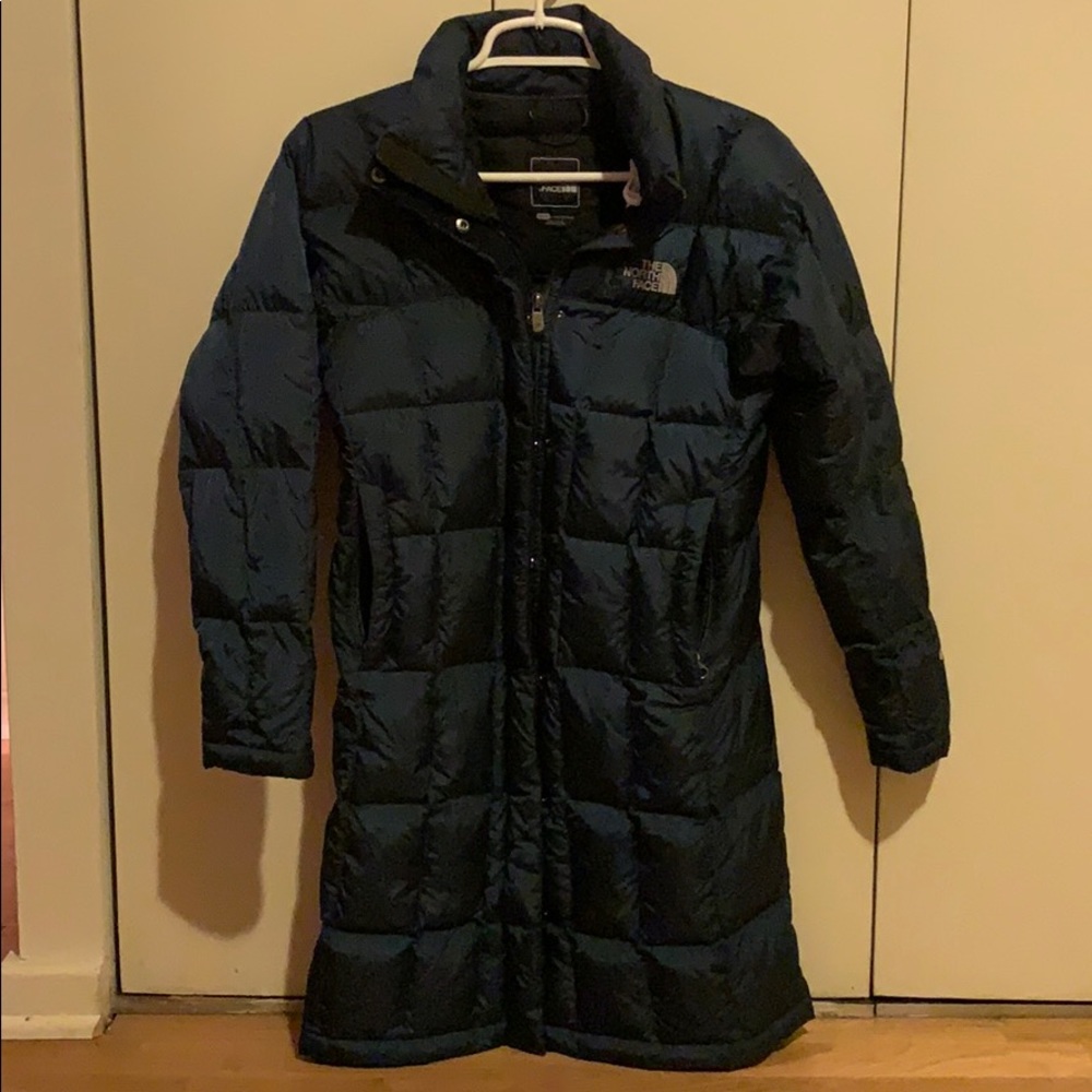 The North Face blue down parka